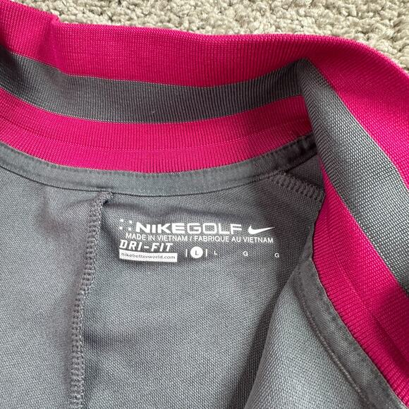 Nike Golf Jacket Womens Large Gray Pink 1/4 Zip Pullover Cover Up Dri Fit READ - Picture 7 of 13